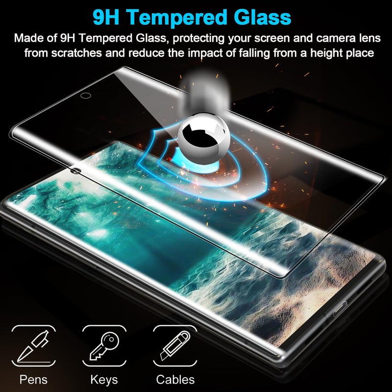 Arshek 3 Pack Galaxy S21 Ultra Screen Protector, 9H Tempered Glass, Ultrasonic Fingerprint Support, 3D Curved,HD Clear Scratch Resistant for Samsung Galaxy S21 Ultra 5G Glass Screen Protector - Image 4