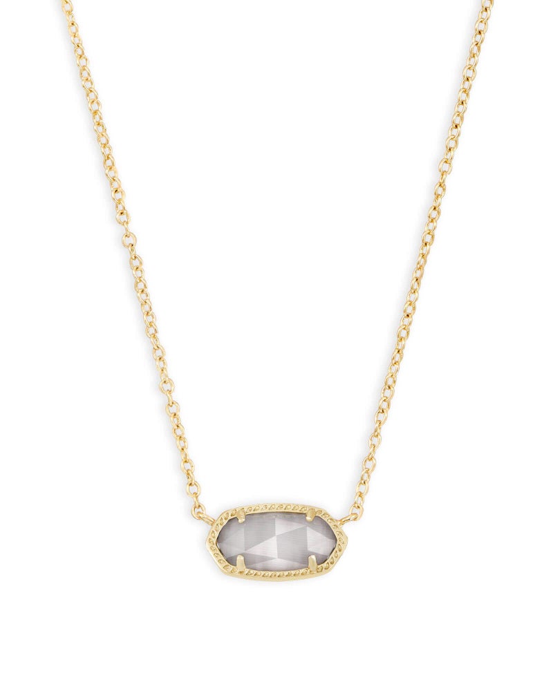Kendra Scott Elisa Short Pendant Necklace for Women, Dainty Fashion Jewelry, 14k Gold-Plated, Slate Cats Eye - Image 1