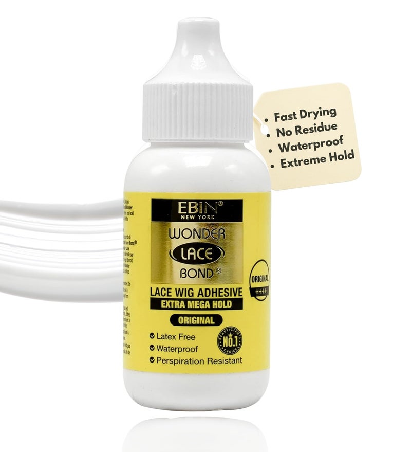 EBIN NEW YORK Wonder Lace Bond Wig Adhesive Extra Mega Hold 1.18oz/35ml | Invisible, Water & Oil-Resistant | Non-Toxic, Light Hold for Poly & Lace Wigs - Image 1