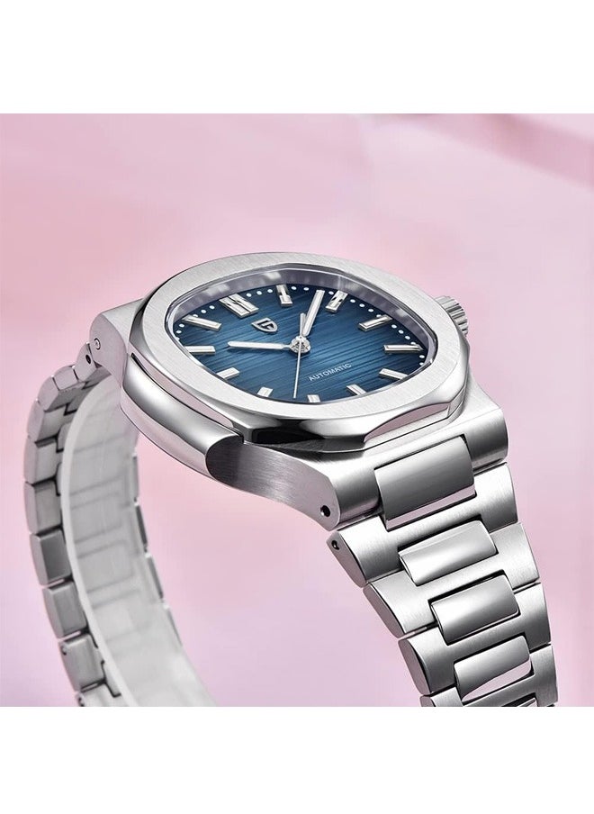 PAGANI DESIGN Men's Automatic Watches Stainless Steel Frame Structure Dark Blue Dial Silver Steel Band Sports Waterproof Fashion Elegant PD1728  - Image 2