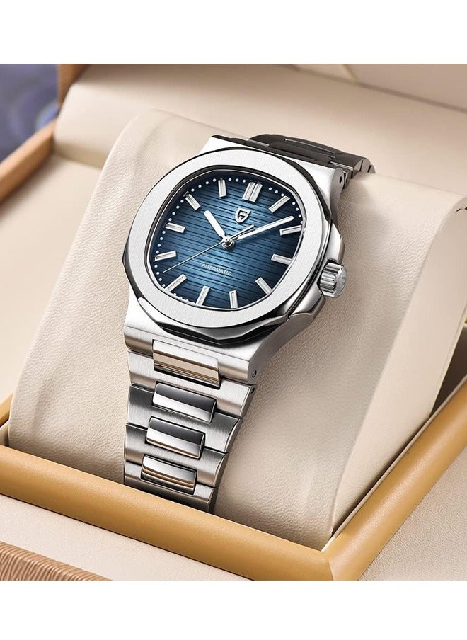 PAGANI DESIGN Men's Automatic Watches Stainless Steel Frame Structure Dark Blue Dial Silver Steel Band Sports Waterproof Fashion Elegant PD1728  - Image 4