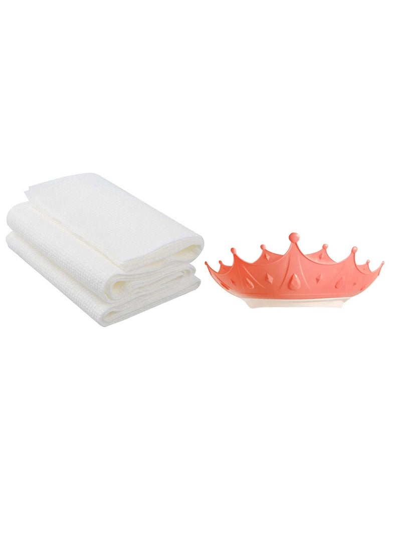 STAR BABiES Combo Pack Kids Crown Shower Cap Disposable Towel Pack Of 3 - Pink - Image 1