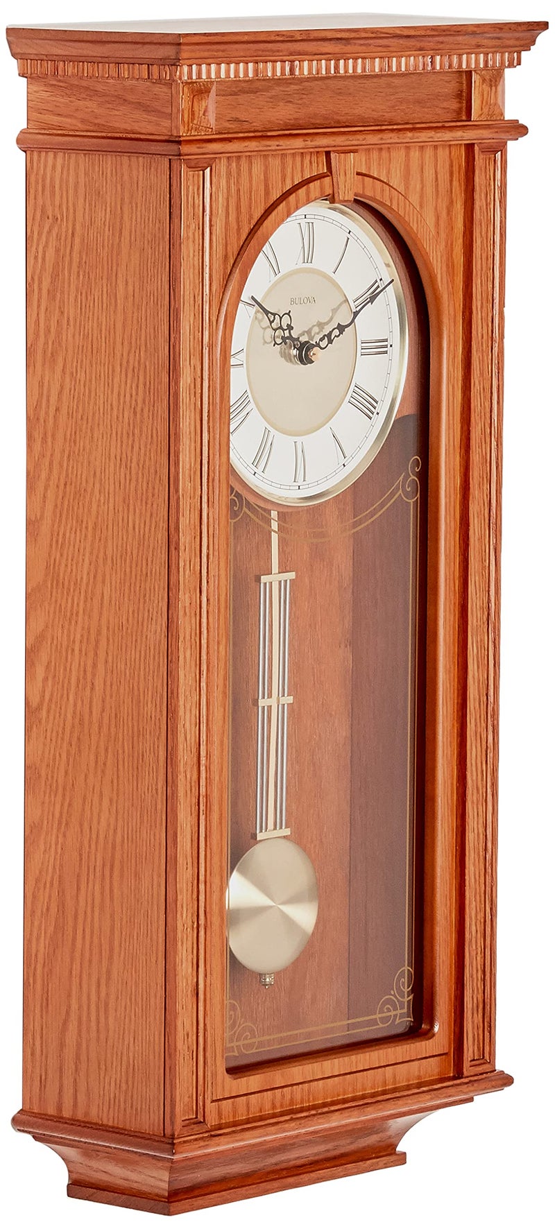 Bulova Bulova C4419 Manorcourt Chiming Clock Golden Oak Finish Brown 