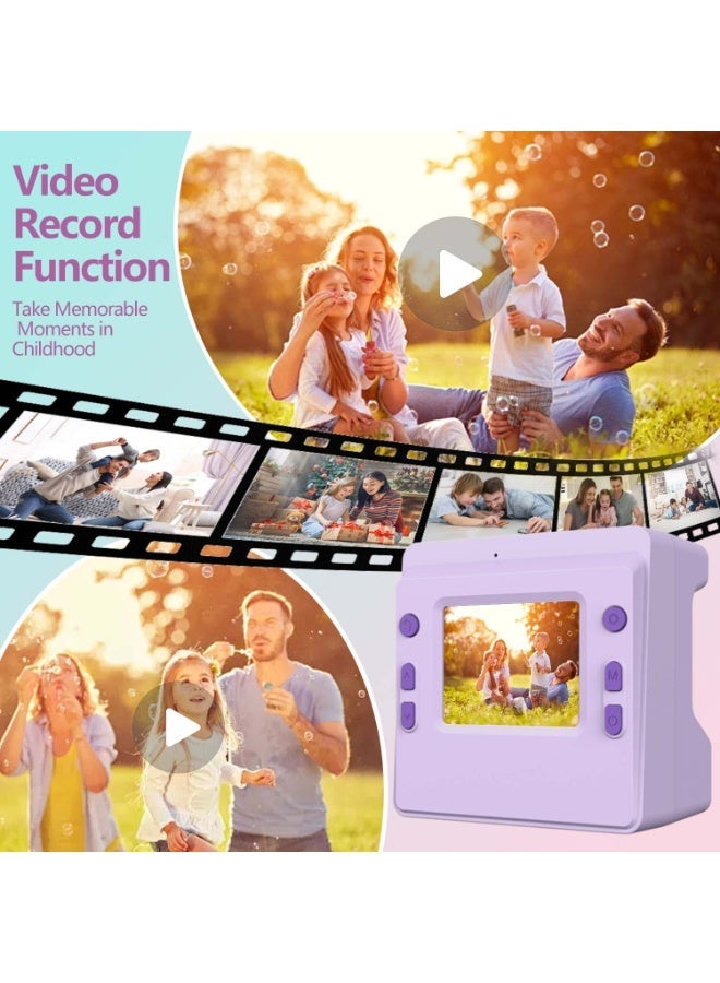 Instant Print Digital Camera for Men, Women - HD Selfie Camera with Built-in more Filters, 1080P Photo/Video Recording,Built-in Rolls Paper - Portable Mini Polaroid Printer for Travel, Valentine's Day, Christmas, Birthdays, Parties - Best Creative Gift for Couples, Friends, Family（1300mAh Rechargeable batteries)-Purple - Image 4