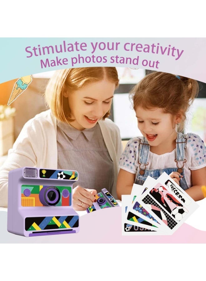 Instant Print Digital Camera for Men, Women - HD Selfie Camera with Built-in more Filters, 1080P Photo/Video Recording,Built-in Rolls Paper - Portable Mini Polaroid Printer for Travel, Valentine's Day, Christmas, Birthdays, Parties - Best Creative Gift for Couples, Friends, Family（1300mAh Rechargeable batteries)-Purple - Image 5