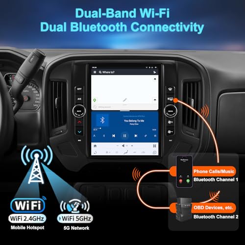 Votheon Car Stereo for GMC Sierra & Chevrolet Silverado 2014 2015 2016 2017 2018-12.1" Touchscreen Android 13 Radio with Wireless CarPlay & Android Auto, 4GB RAM 64GB ROM, 4G LTE, Dual Bluetooth - Image 5