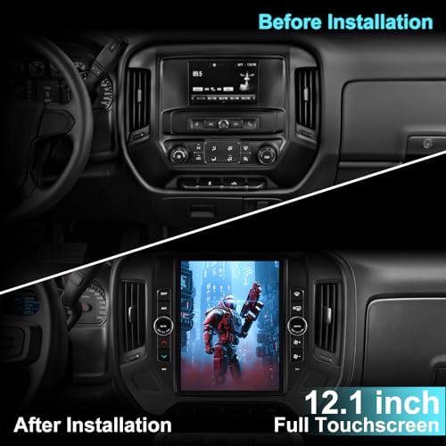 Votheon Car Stereo for GMC Sierra & Chevrolet Silverado 2014 2015 2016 2017 2018-12.1" Touchscreen Android 13 Radio with Wireless CarPlay & Android Auto, 4GB RAM 64GB ROM, 4G LTE, Dual Bluetooth - Image 2