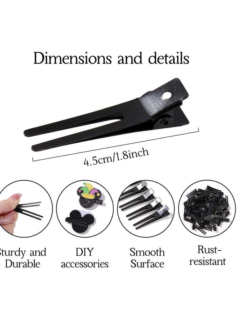 choicbaby - choicbaby 120pcs Double Prong Curl Clips, 1.8' Stainless Steel Hair Clips for Hair Bow, Great Pin Curl Clip, Hair Salon Barber (Black, 1.8 inches, 4.5 cm) - Image 1