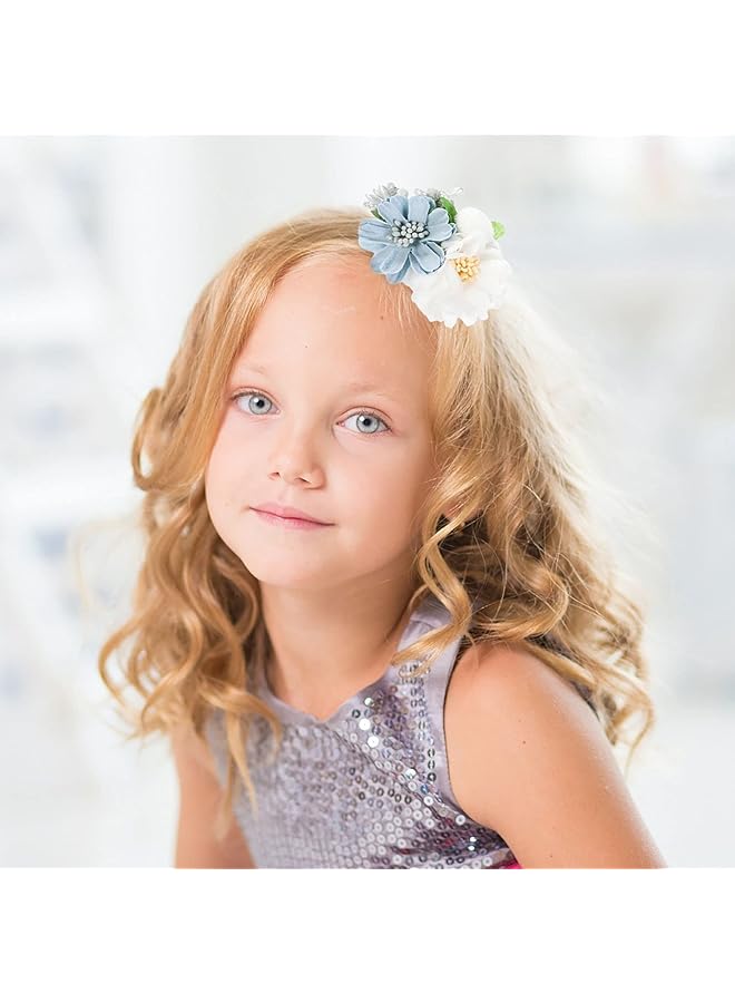 كاست ويف مجموعة مشابك شعر على شكل زهور للبنات الصغيرات، مكونة من 6 قطع من مشابك الشعر الرقيقة المزينة بالزهور، وربطات الشعر، وإكسسوارات الشعر، ومشابك تثبيت الشعر للأطفال حديثي الولادة والرضع والأطفال الصغار، وهدايا للفتيات المراهقات (بتصميم على شكل ست زهور) - Image 2