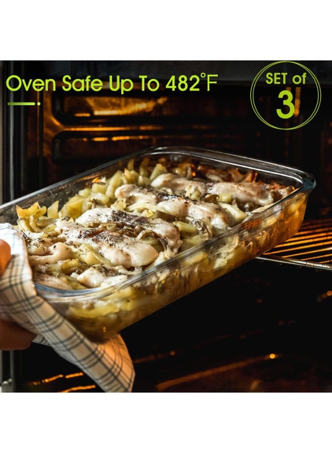 Pyrex heat-resistant clear glass 3-piece dish set in sizes 1 liter, 1.6 liters, and 2.2 liters - Image 2