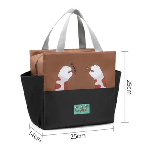 CoolKraft Insulated Lunch Bag, for School Girls & Boys, Large Animal Print Two Colour Tone - 25x25x14cm (Cat Brown+Black) - Image 2