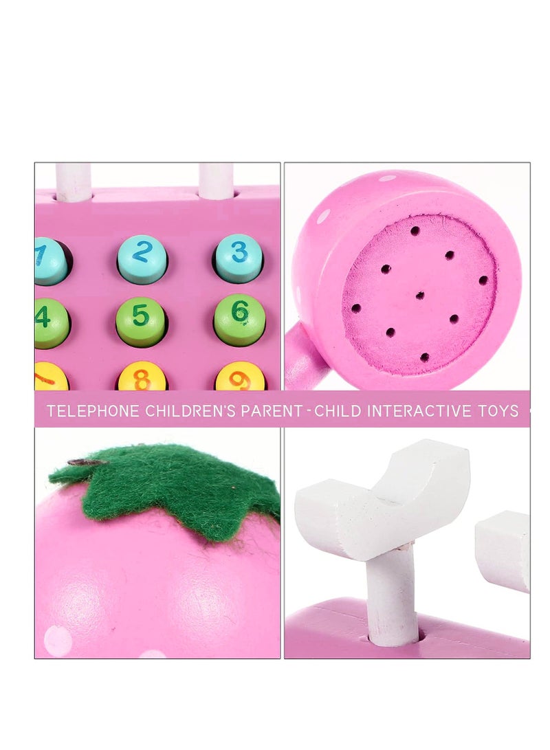 Factory Price Wooden Prtend Telephone Toy - Pink - Image 4