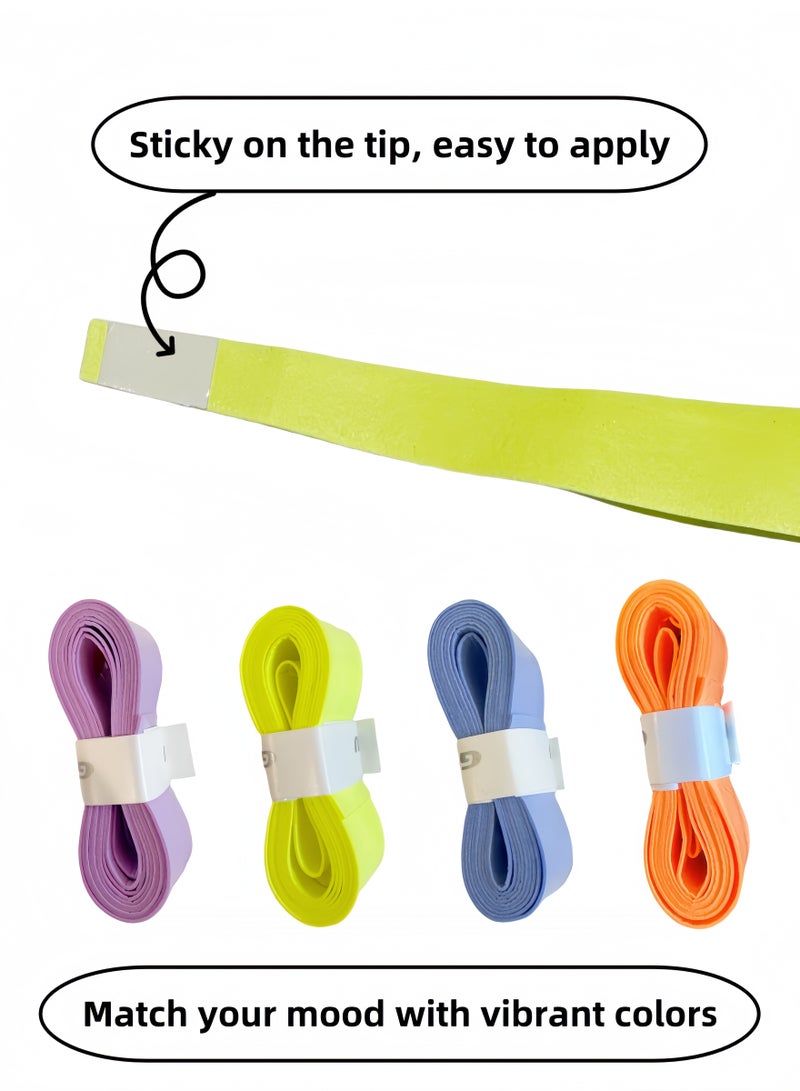 Generic 12-Pack Racket Handle Grip Tape for Tennis, Badminton, & Pickleball 4 Colors, 3 for Each, Overgrip, Tacky Grip Wrap For Bat, Bicycle Handle Strap, Blue, Orange, Yellow, Purple  - Image 4