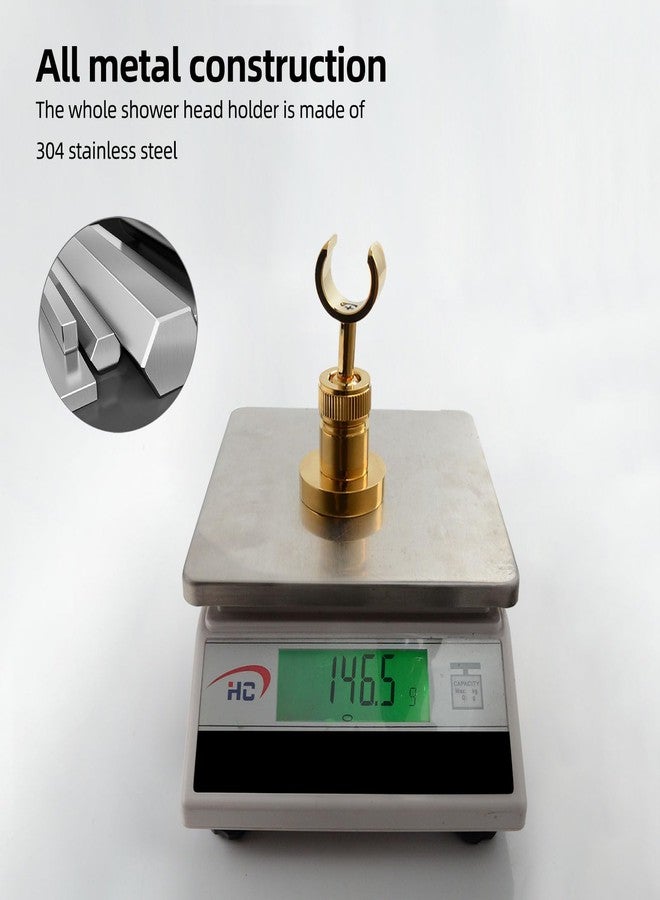 PHASAT Handheld Shower Head Holder Adjustable Solid Brass Handheld Shower Head Bracket Holder Wall Mount,Shower Wand Holder Gold,A13023G - Image 4