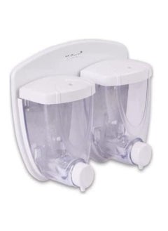 FLOSOFT Flosoft Double Soap Dispenser Manual Pump, Plastic 2 Piece 350ML White Wall Mounted Soap Dispenser, for Kitchen, Bathroom.  - Image 4