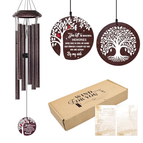 Howarmer Memorial Gifts for Loss of Mom/Dad - 32" Cardinal Sympathy Wind Chimes with Tree of Life - Bereavement Remembrance Condolence Gifts for Loss of Loved One -Memorial Chimes for Outside Garden - Image 1