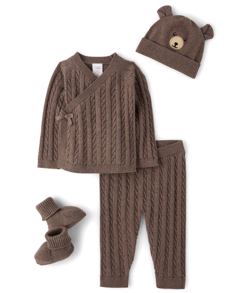Gymboree,Unisex Kids,Take Me Home 100% Cotton Newborn Outfit,Dk Hazelnut Baby Bear,3 Months,6 Months - Image 1