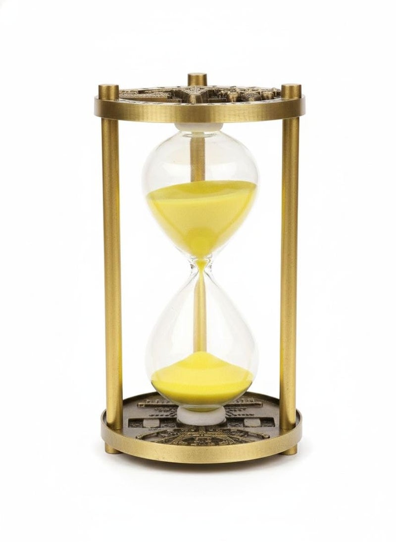 Decorative Hourglass Sand Timer, Metal Frame with Glass, 10 Minutes, 5 x 5 x 5 cm