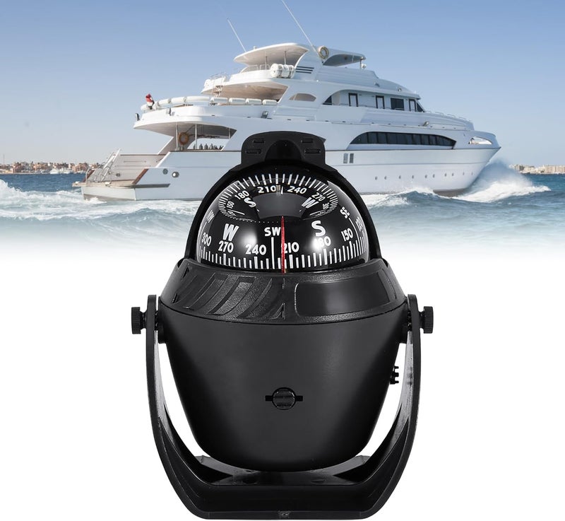 Zerone LED Light Marine Digital Compass, LED Light Pivoting Compass Dashboard Dash Mount Suitable for Car Boat and Truck Black - Image 2