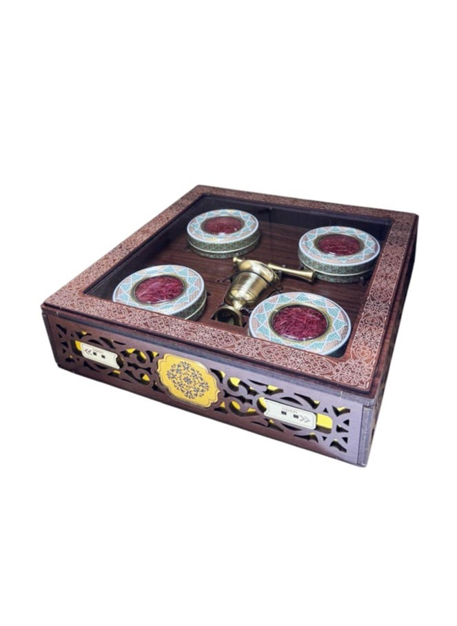 ZARCHIN Wooden Saffron Box with Mortar & 4 x 1g Super Negin Saffron Tin Container | Ideal Gift Set | Multiple Colors  - Image 1