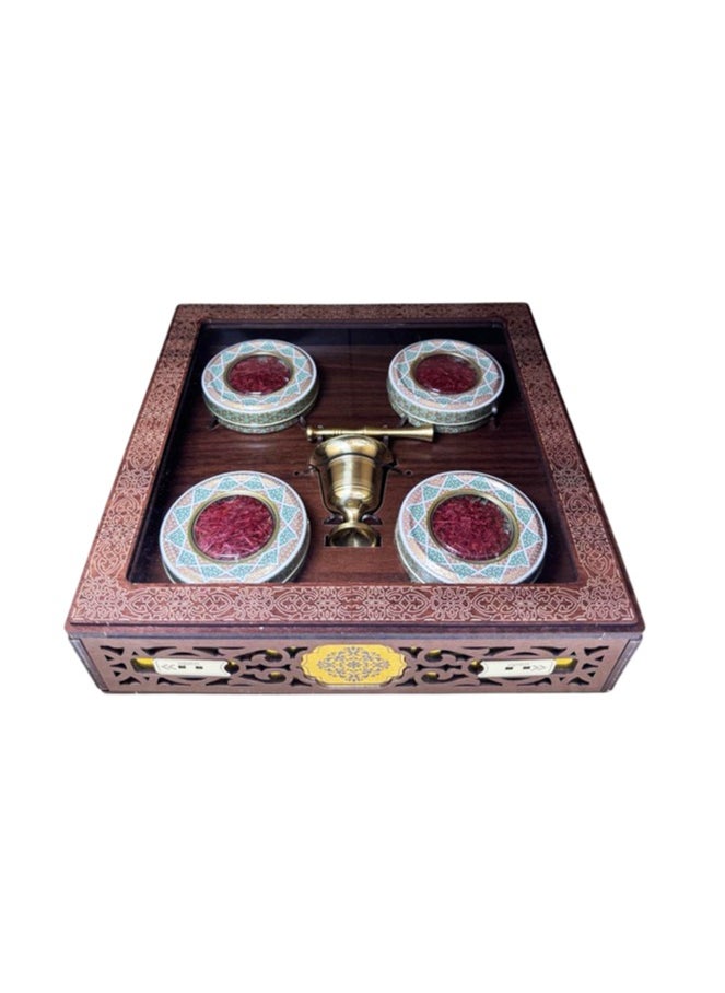ZARCHIN Wooden Saffron Box with Mortar & 4 x 1g Super Negin Saffron Tin Container | Ideal Gift Set | Multiple Colors  - Image 2