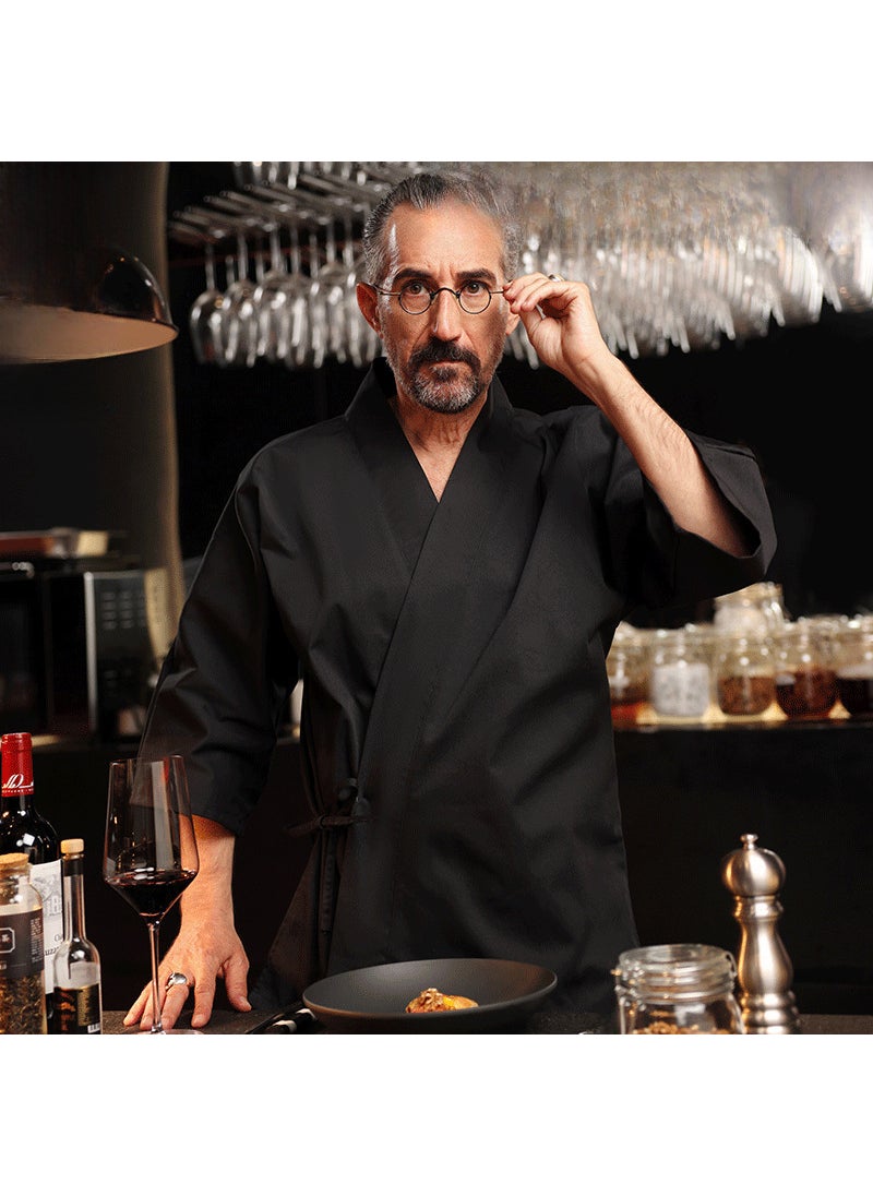 Generic Japanese Chef Uniform Sushi Waitstaff Kimono Black  - Image 3