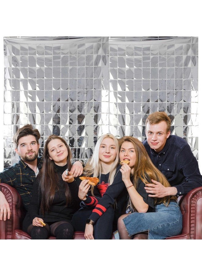 Wobbox Big 3Ft X 6Ft Silver Color Tinsel Metallic Square Foil Curtain Backdrop Door Window Curtain Party Decoration, Foil Curtain For Birthday Decoartion (Pack Of 2) - Image 5