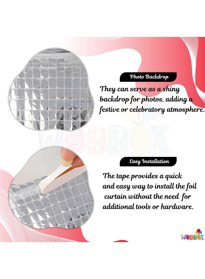 Wobbox Big 3Ft X 6Ft Silver Color Tinsel Metallic Square Foil Curtain Backdrop Door Window Curtain Party Decoration, Foil Curtain For Birthday Decoartion (Pack Of 2) - Image 4