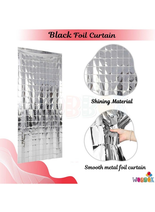 Wobbox Big 3Ft X 6Ft Silver Color Tinsel Metallic Square Foil Curtain Backdrop Door Window Curtain Party Decoration, Foil Curtain For Birthday Decoartion (Pack Of 2) - Image 2