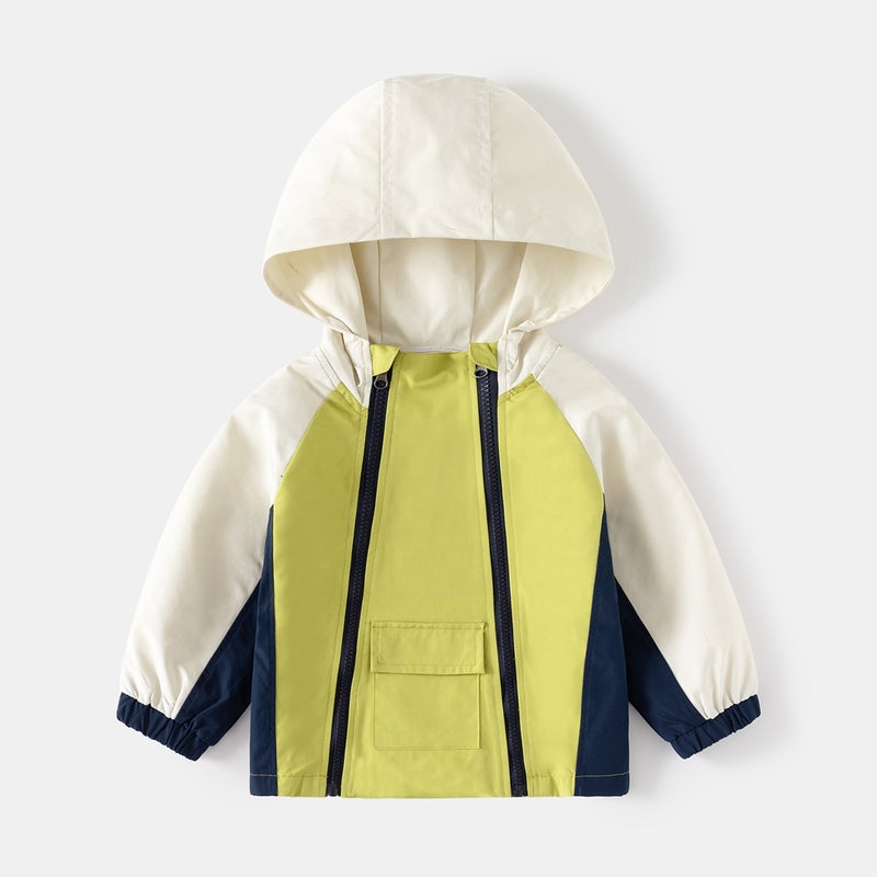 Kids Hooded Jacket Colorblock Zipper Spring 2024 Purple  - Image 3