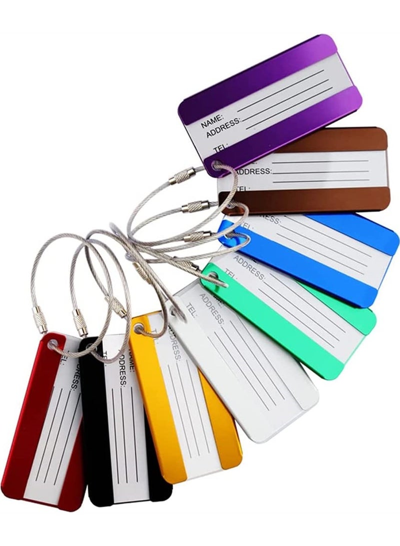 KASTWAVE Luggage Tags, Aluminium Alloy Suitcase Tags, Travel Labels Set with Steel Loop and ID for Luggage, Baggage Handbag School Bag Suitcase Instrument Tag Label, Baggage Identifier (8 Pack) - Image 1