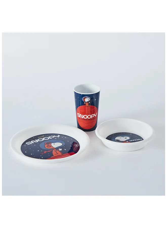 Home Box Snoopy Peanut 3-Piece Breakfast Set 14.5 x 3 x 14.5 cm