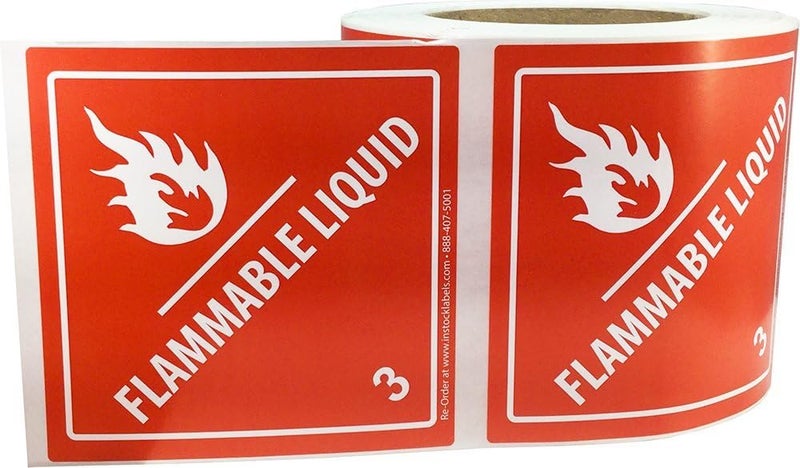 InStockLabels.com InStockLabels Hazard Stickers, Class 3 D.O.T. Flammable Liquid Stickers, 4x4 Inch Square, 500 Adhesive Shipping Labels – Easy to Peel & Apply Shipping Label Stickers - Image 2