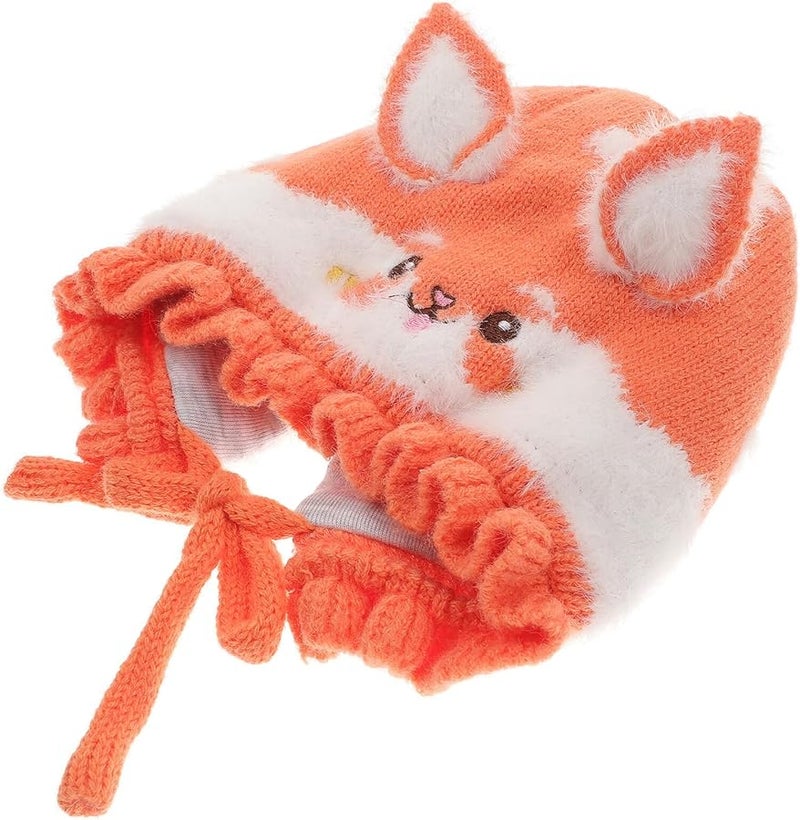 Baby Rabbit Earflaps Warm Knit Beanie Hat Thick Cotton Winter Cap Orange - Image 1