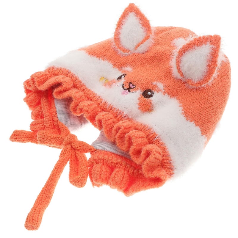 Baby Rabbit Earflaps Warm Knit Beanie Hat Thick Cotton Winter Cap Orange - Image 2