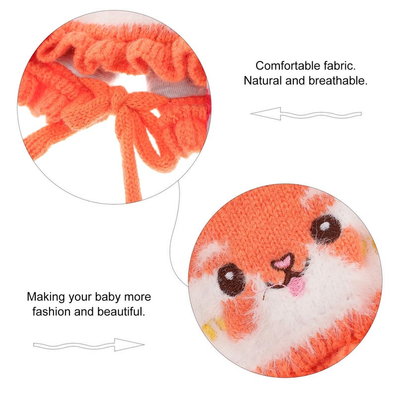 Baby Rabbit Earflaps Warm Knit Beanie Hat Thick Cotton Winter Cap Orange - Image 5