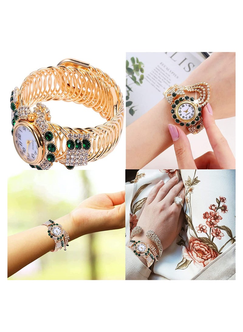 KASTWAVE Women's Bangle Watch Quartz Shiny Gold Watch with Crystal Rhinestones Diamonds for Women's Wrist Jewelry Fashion Ladies Bracelet Bracelet Watch Elegant Bracelet Wrist Watch for Women  - Image 5