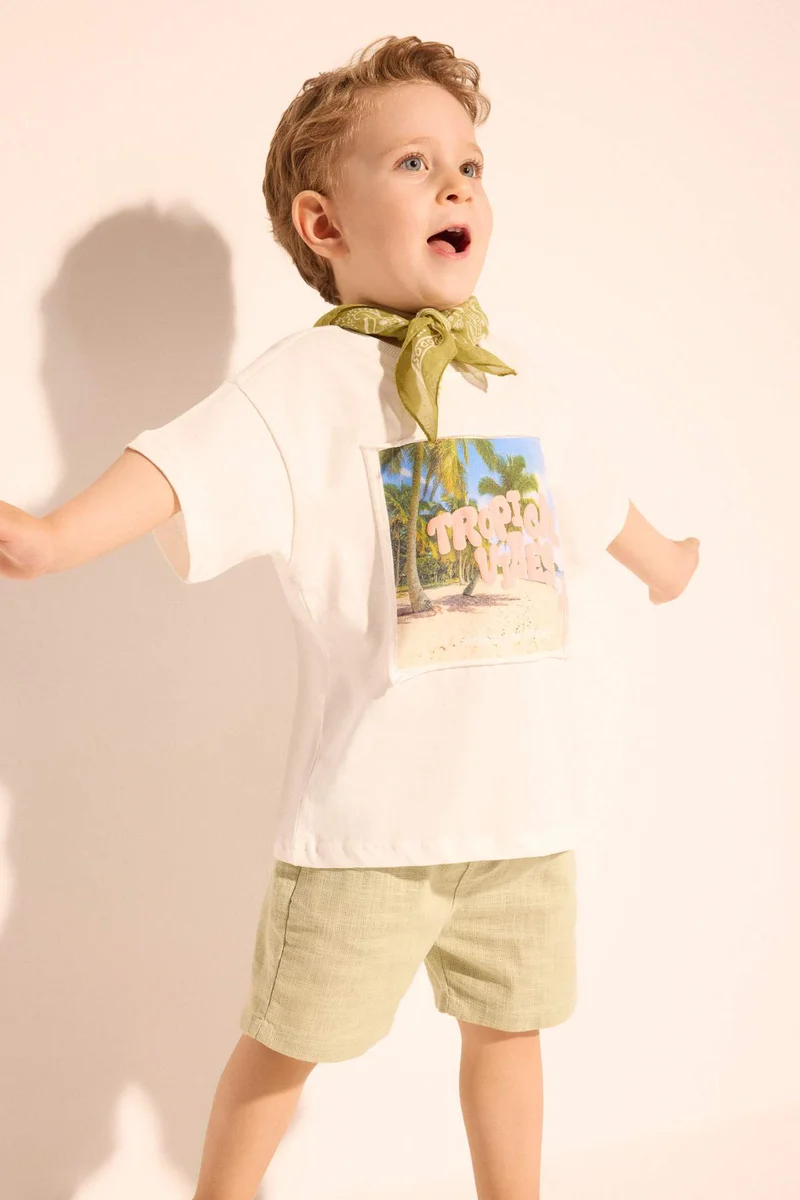ديفاكتو Baby Boy Palm Tree Pattern Oversize T-Shirt