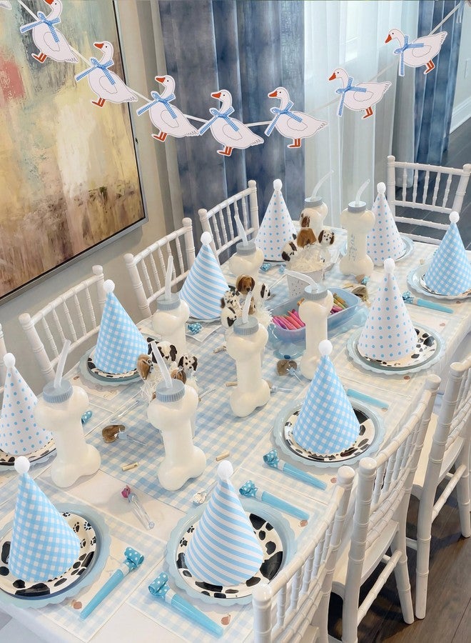 Vinsot 49 Pcs Silly Goose Party Set Baby Shower Birthday Decorations with Cone Hats Goose Banner Garland and Party Blowers(Blue,Classic Style) - Image 2