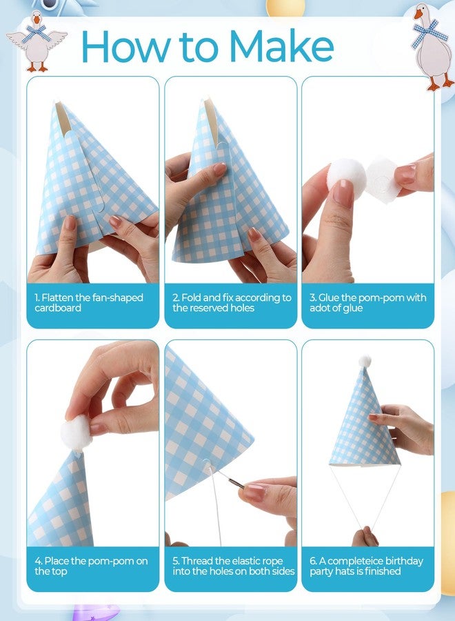 Vinsot 49 Pcs Silly Goose Party Set Baby Shower Birthday Decorations with Cone Hats Goose Banner Garland and Party Blowers(Blue,Classic Style) - Image 4
