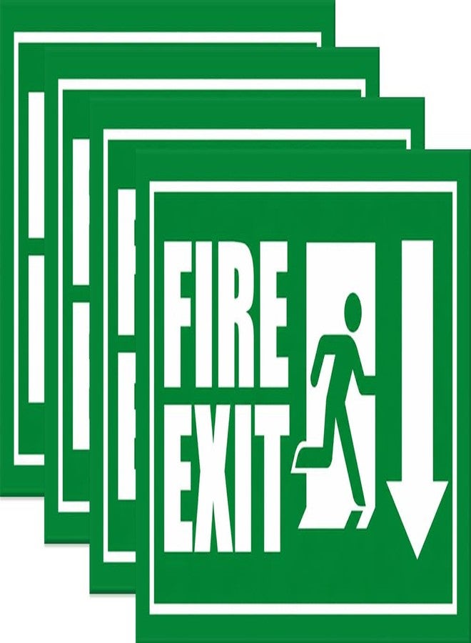 VAAIMAI Fire Exit Down Side Arrow Sign Board | 12×8 Inch | Green | Pack of 4 | Signage for Office, Home & Public Area | Waterproof, Vinyl UV Laminated, Self-Adhesive, Indoor & Outdoor | 5MM Foam Board - Image 1