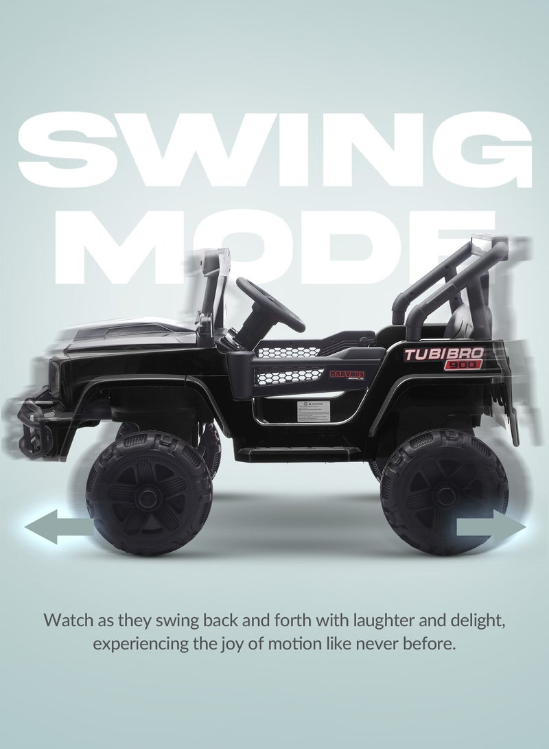 BAYBEE Vortex Battery Operated Jeep for Kids Rechargeable Battery Car for Kids with Music Led Light Ride On Kids Car Childrens Jeep Baby Big Car Electric Car for Kids Children's Boy Girl Black  - Image 4