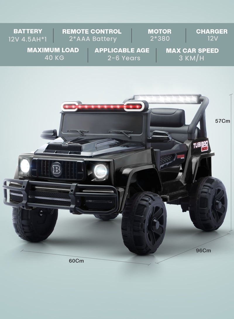 Vortex Battery Operated Jeep for Kids Rechargeable Battery Car for Kids with Music Led Light Ride On Kids Car Childrens Jeep Baby Big Car Electric Car for Kids Children's Boy Girl Black