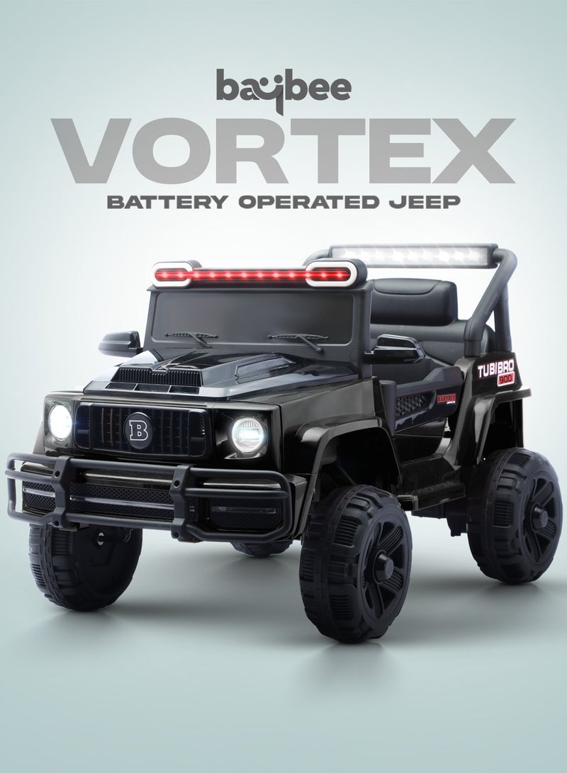 BAYBEE Vortex Battery Operated Jeep for Kids Rechargeable Battery Car for Kids with Music Led Light Ride On Kids Car Childrens Jeep Baby Big Car Electric Car for Kids Children's Boy Girl Black  - Image 3