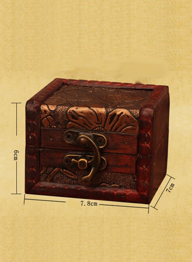 CYSTAR Handmade antique jewelry box, antique small square box, European retro wooden jewelry storage box - Image 3