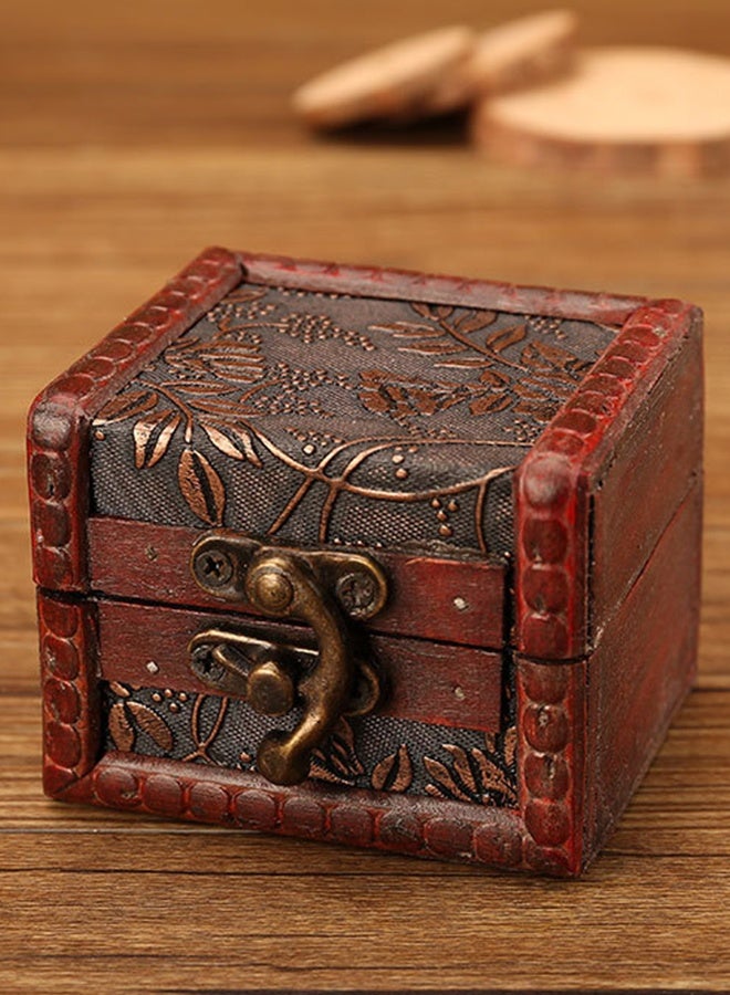 CYSTAR Handmade antique jewelry box, antique small square box, European retro wooden jewelry storage box - Image 2