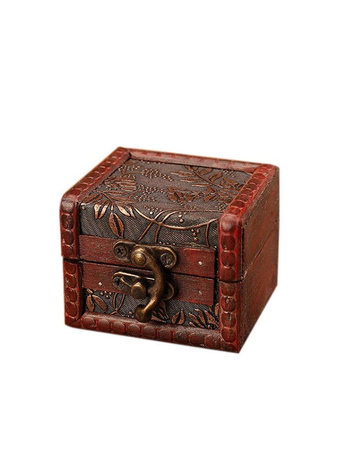 CYSTAR Handmade antique jewelry box, antique small square box, European retro wooden jewelry storage box - Image 1