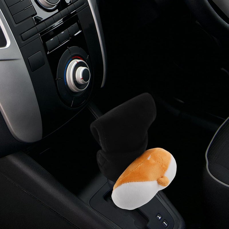Car Gear Shift Hoodie Plush Cover Corgi Pattern Universal Gear Shifter Knob Protector Auto Interior Accessories for Cute Car Decoration - Image 5