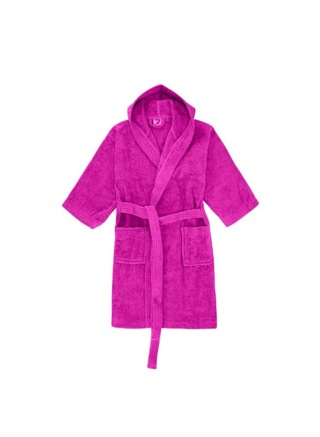 BYFT Daffodil (Fuchsia Pink) Premium 12 yr Kids Hooded Bathrobe 100% Terry Cotton, Highly Absorbent and Quick dry, Hotel and Spa Quality Bathrobe for Boy and Girl-400 Gsm  - Image 5