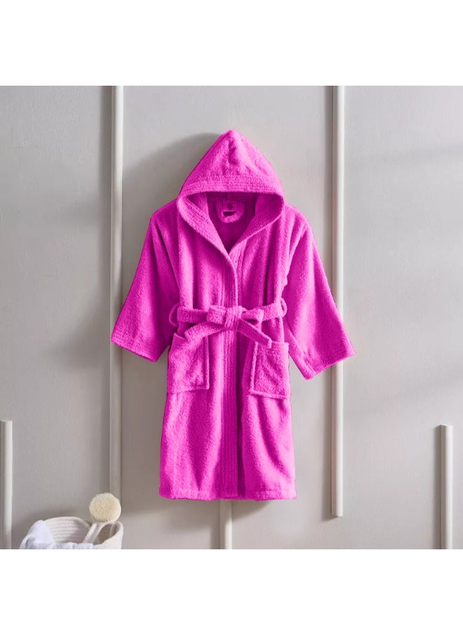 BYFT Daffodil (Fuchsia Pink) Premium 12 yr Kids Hooded Bathrobe 100% Terry Cotton, Highly Absorbent and Quick dry, Hotel and Spa Quality Bathrobe for Boy and Girl-400 Gsm  - Image 1
